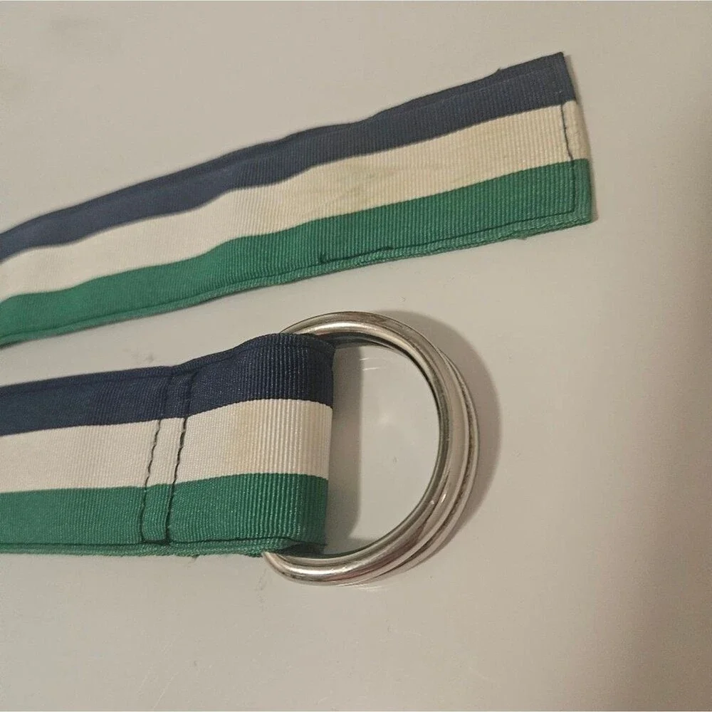 VINEYARD VINES Martha's Vineyard D-Ring Navy White Green Stripe | SZ M